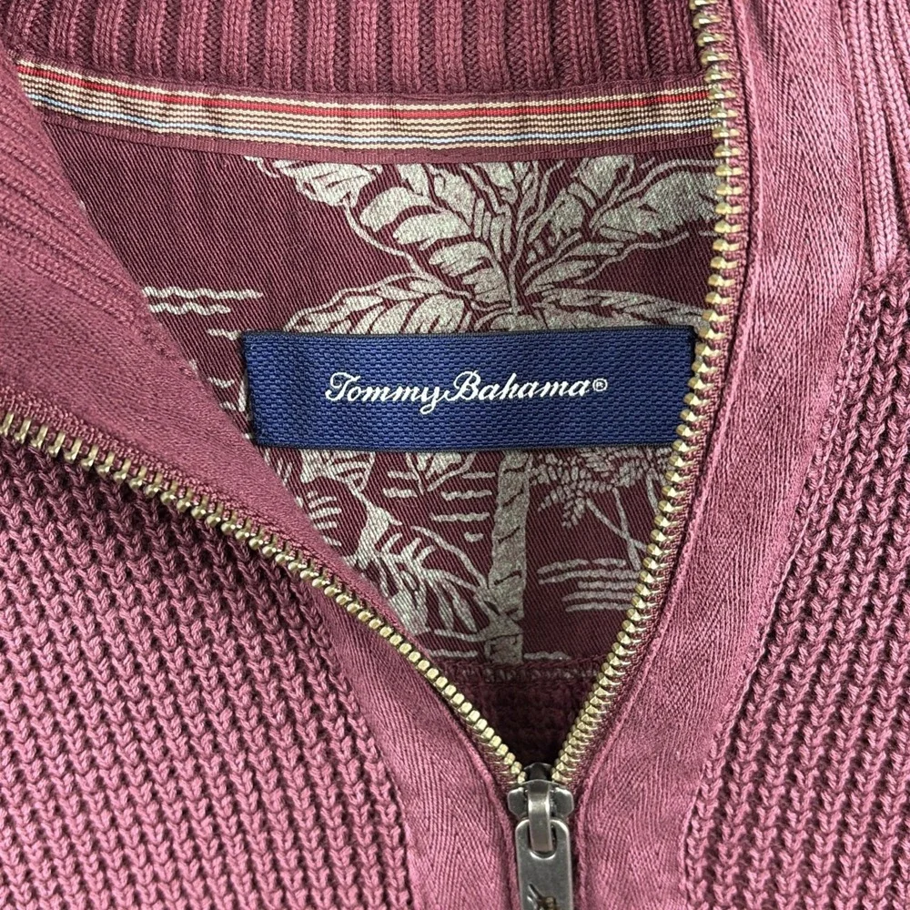 Tommy Bahama Men's Island Tide Half Zip Sweater, Maroon,  Size XL